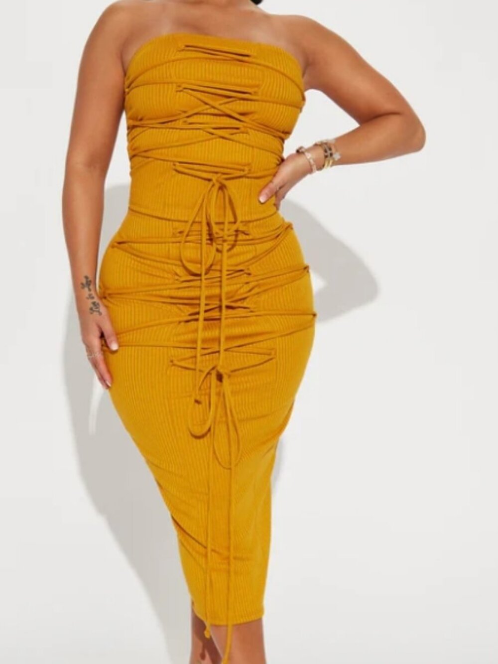 Mayra Midi Skirt Set - Mustard